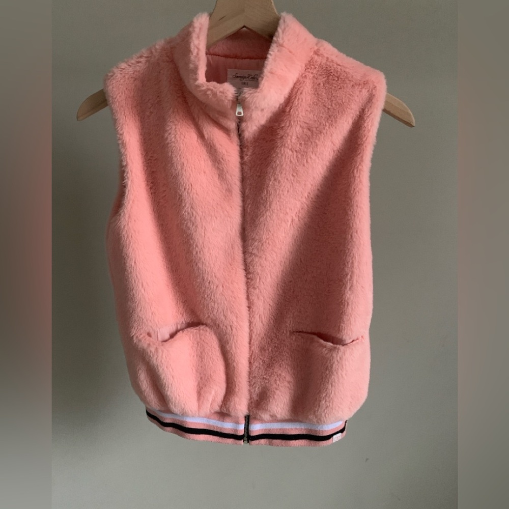 Pink furry vest girls size 12